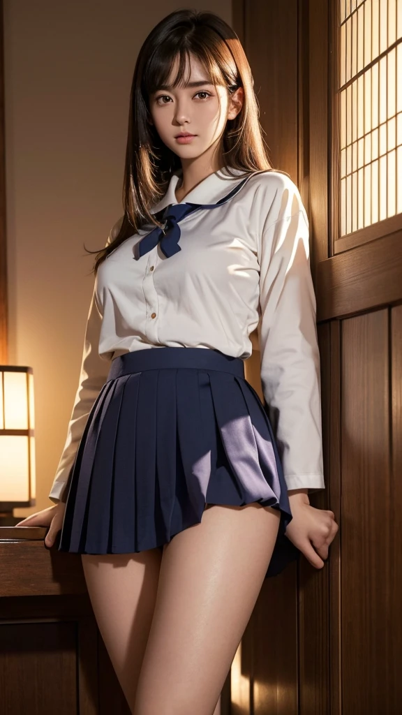 (RAW photo, 4k, masterpiece, high resolution, extremely complex) (realistic: 1.4), cinematic lighting
((2 girls, 2 schoolgirls)),Slam Dunk's,blushing,((innocent)),(Dark makeup),bright eyes,round eyes,blunt bangs,(straight hair:1.3),black hair,large breasts,wide hips,Summer Noon, 20 year old girl、cute type、ta,Hot, (Best Quality), (Highres), (an Extremely Delicate and Beautiful),(Beautiful 8k face),(Brown eyes),short bob hair,( spectators),(gigantic breasts),(Play with each other,Touching each other's bodies,Touching the body),(Japanese high school uniform:1.3),blue skirt,(reality),bright lighting,(The background is a luxury hotel room)