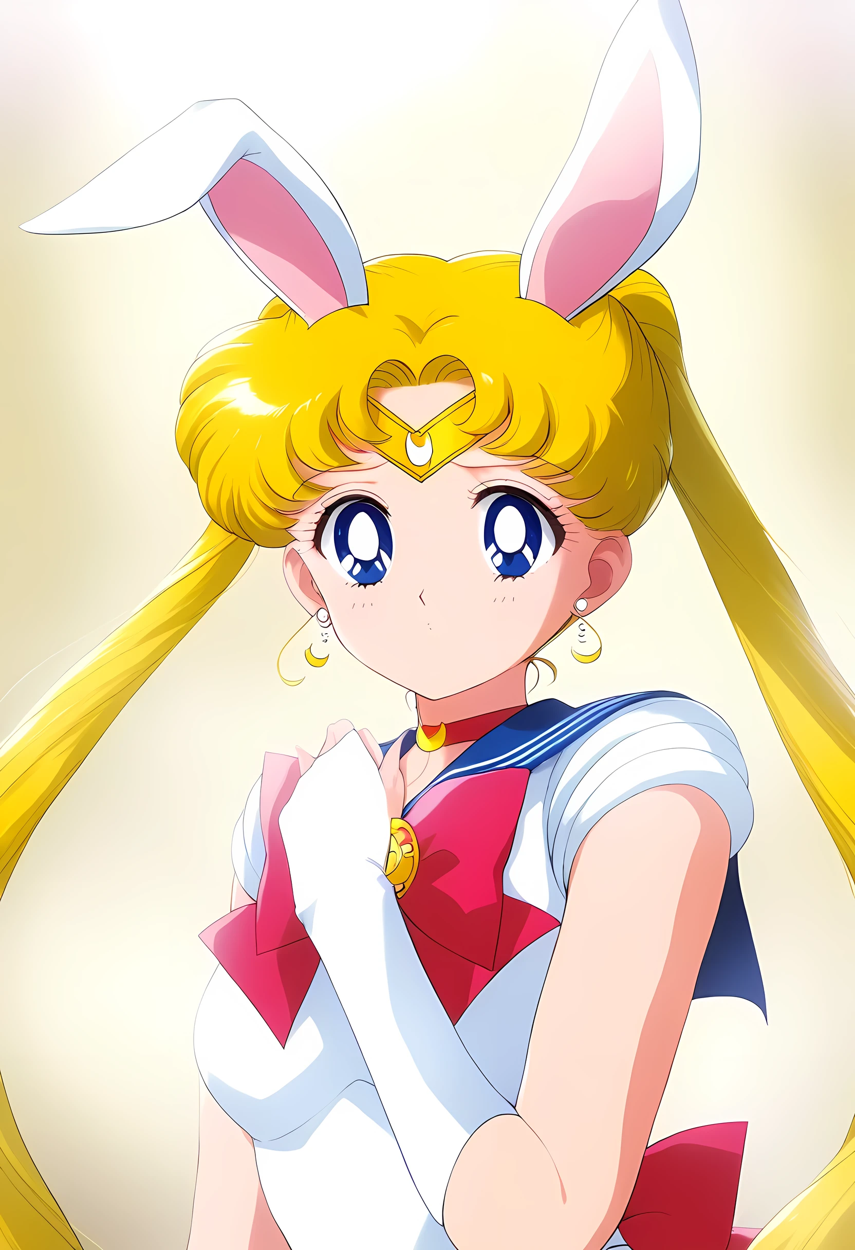 1girl, tsukino usagi, bishoujo senshi sailor moon, aausagi, masterpiece, best quality, very aesthetic, absurdres, bust shot, Bunny girl costume, detailed peak of bunny ears