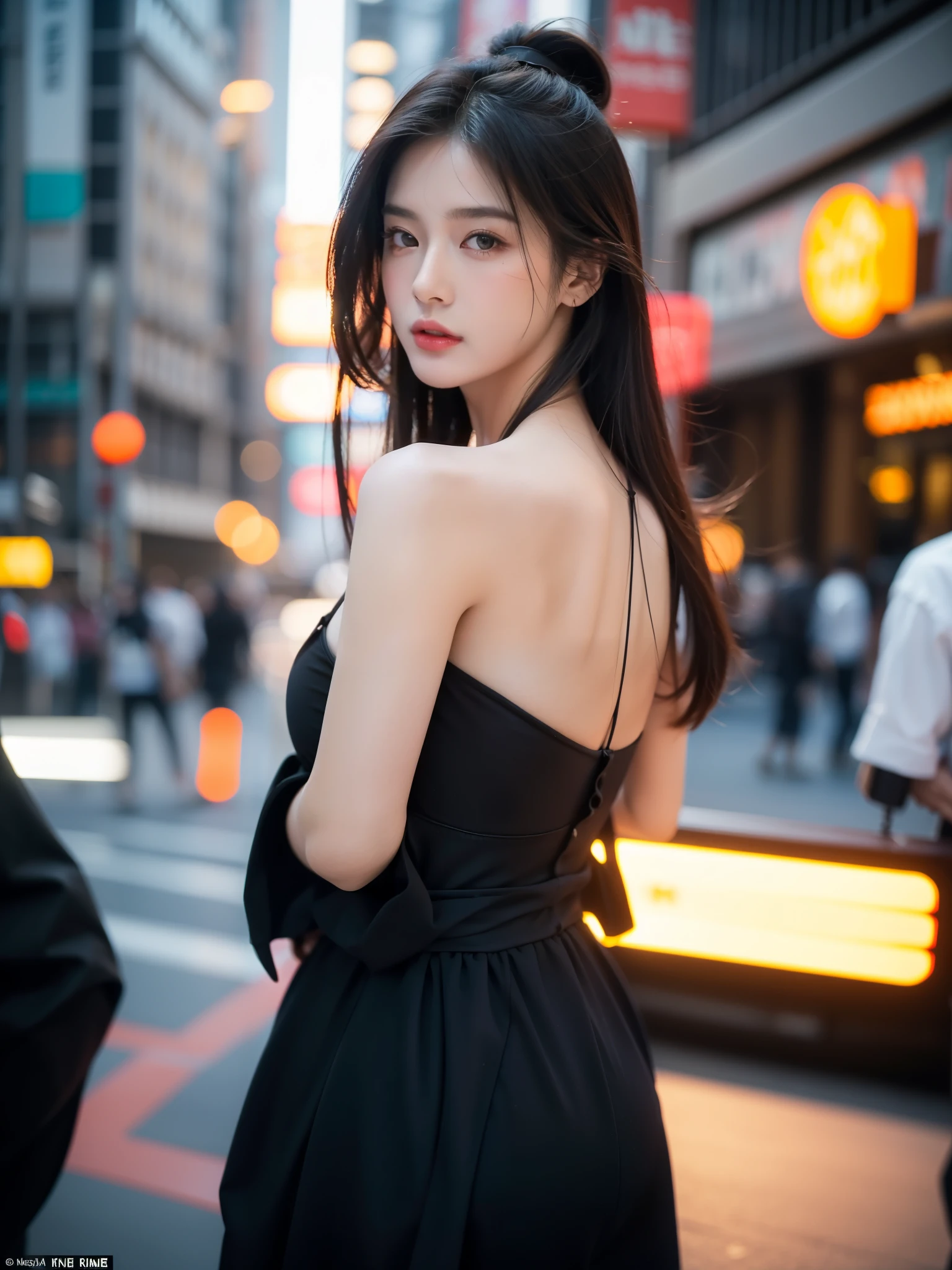 In the bustling streets of Shibuya, Japan, amidst the neon-lit signs and throngs of people, stands a figure that seems to have transcended time. Picture this: a supermodel, her silhouette cutting through the vibrant chaos like a blade through silk. She exudes an aura of timeless elegance, reminiscent of the supermodels of the '90s, yet somehow, she belongs entirely to the present moment.
Captured through the lens of a vintage Kodak analog camera, the scene unfolds like a lost frame from a forgotten era. The camera clicks, the shutter capturing not just an image but a feeling—an essence of nostalgia infused with modernity. The Kodak analog filter further enhances the retro aesthetic, bathing the photograph in warm hues and softening the edges, as if to blur the lines between past and present.
The supermodel poses with effortless grace, her every movement a dance between the contemporary and the classic. Her outfit, a fusion of streetwear chic and high-fashion glamour, catches the light in just the right way, accentuating her features and emphasizing her magnetic presence.
Behind the camera stands a seasoned professional photographer, his keen eye and steady hands framing the shot with precision. He understands the power of composition, of capturing not just a subject but a story—an narrative that speaks of beauty, resilience, and the eternal allure of the city that never sleeps.
Together, they create magic in the heart of Shibuya—a tableau that transcends time and space, a testament to the enduring allure of analog beauty in a digital world. super fine body, super fine face, super fine eyes, super fine nose, superfine mouth, super fine hands, super fine fingers, good shape, very perfect body, very perfect face, very perfect eyes, very perfect nose, very perfect mouth, very perfect hands, very perfect fingers, super detailed body, super detailed face, super detailed eyes, super detailed nose, super detailed mouth, super detailed hands, super detailed fingers.