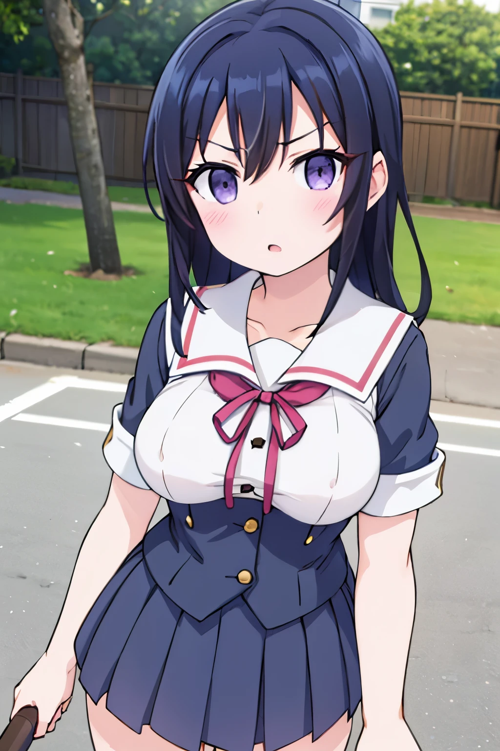 G-Cup　　masterpiece　highest quality　High resolution　Black Hair　Gal　JK　uniform　titsたくし上げ　Nipples　sexy　Yamato Nadeshiko　Aragaki Ayase　　Glaring eyes　A slightly open mouth　Light in your eyes　tits　Eye highlights