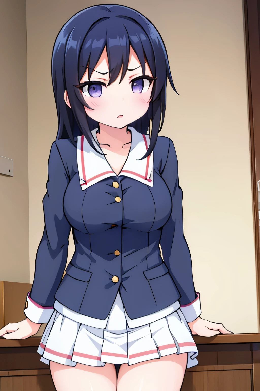 G-Cup　　masterpiece　highest quality　High resolution　Black Hair　Gal　JK　uniform　titsたくし上げ　Nipples　sexy　Yamato Nadeshiko　Aragaki Ayase　　Glaring eyes　A slightly open mouth　Light in your eyes　tits　Eye highlights