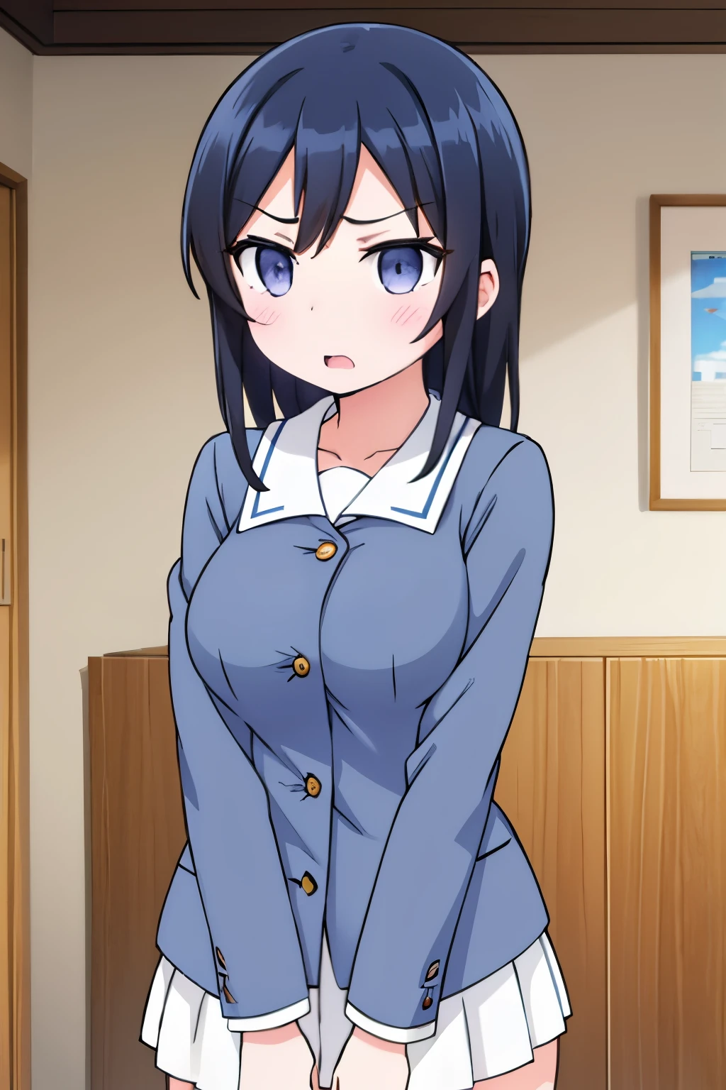 G-Cup　　masterpiece　highest quality　High resolution　Black Hair　Gal　JK　uniform　titsたくし上げ　Nipples　sexy　　Aragaki Ayase　　Glaring eyes　A slightly open mouth　Light in your eyes　tits　Eye highlights