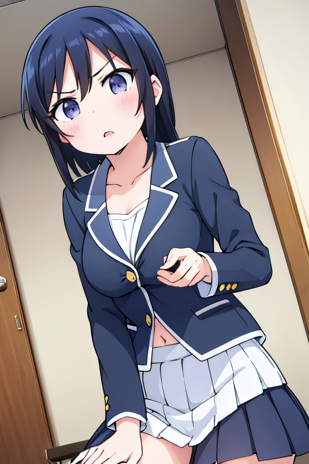 G-Cup　　masterpiece　highest quality　High resolution　Black Hair　Gal　JK　uniform　titsたくし上げ　Nipples　sexy　　Aragaki Ayase　　Glaring eyes　A slightly open mouth　Light in your eyes　tits　Eye highlights　underwear