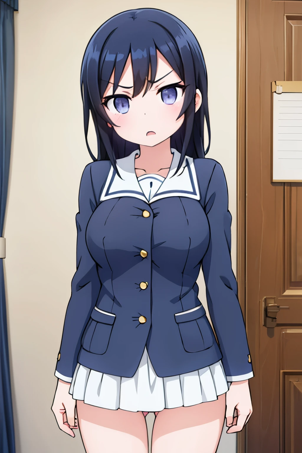 G-Cup　　masterpiece　highest quality　High resolution　Black Hair　Gal　JK　uniform　titsたくし上げ　Nipples　sexy　　Aragaki Ayase　　Glaring eyes　A slightly open mouth　Light in your eyes　tits　Eye highlights　underwear