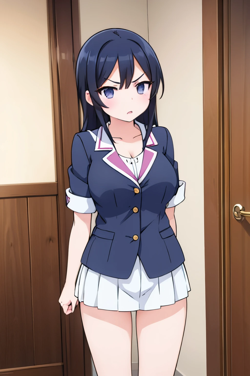 G-Cup　　masterpiece　highest quality　High resolution　Black Hair　Gal　JK　uniform　titsたくし上げ　Nipples　sexy　　Aragaki Ayase　　Glaring eyes　A slightly open mouth　Light in your eyes　tits　Eye highlights　underwear　bra