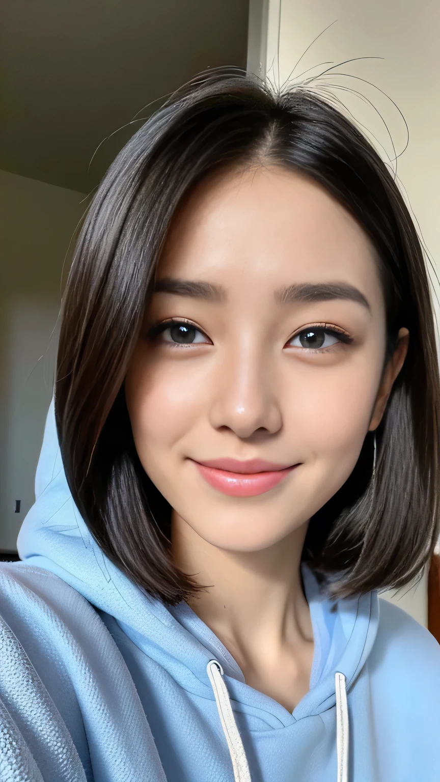 (((32k,Very high resolution, Attention to detail, Very accurate,Masterpiece Girl 1))),RAW Photos & Realistic atmosphere,Beautiful dark blue eyes,Mouth details,Glossy lips,Fine eyebrows,Soft white skin that shines in every detail,,Detailed drawn eyes、Very beautiful eyes with blue pupils,Detailed lips、Very beautiful face,Very well-formed face、A vivid face,Beautiful, shining lips,Beautiful Eyebrows,Infinite Reality,Best Design,(A very cute, lively and aggressive -yeld Jaese girl,,Toned body,Perfect gal leader model,Beautifully shaped breasts,Very cute beautiful girl,Girl:1.5),The best natural makeup,Japanese Ido,Korean Idol,Young sensual idol,Watery eyes,Dark and beautiful eyes,Beautiful ass,Beautiful feet,,Camel foot,:1.3),超A high resolution、,Natural and realistic faces,Backlight,Her pure eyes are so cute,(((Photorealism,Photograph the whole body))),,Reality Live Action,(Simple Earrings,necklace,shiny nail art,She is wearing a long black coat over a blue light-colored sweatshirt hoodie,Wide Slack Pants,White sneakers,Beautiful Fashion,Blonde Short Hair,solo,,Smiling faintly,Esbian all over:1.7),(Showing off full-body fashion,:1.8)