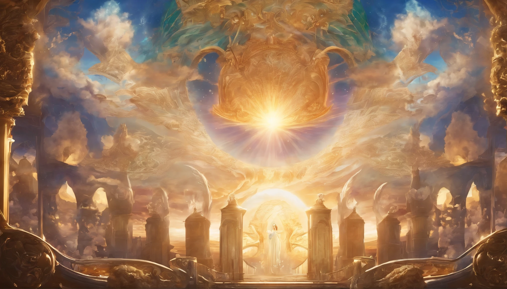 The Rapture ,Thousands of people are floating in the air,Standing on the clouds, Thousands of people are dressed in white, Raise your hands and sing hymns to praise God. The scenes are magnificent and surreal. (Best Quality, 4k, 8K, high resolucion, Masterpiece:1.2), Ultra-detailed, (realisitic, Photorealistic, Realistis:1.37), portrait of a, Vivid colors, studio lit, Sharp focus, physics based rendering, extreme detail description, Biblical Topics, grand ambience, radiant light.