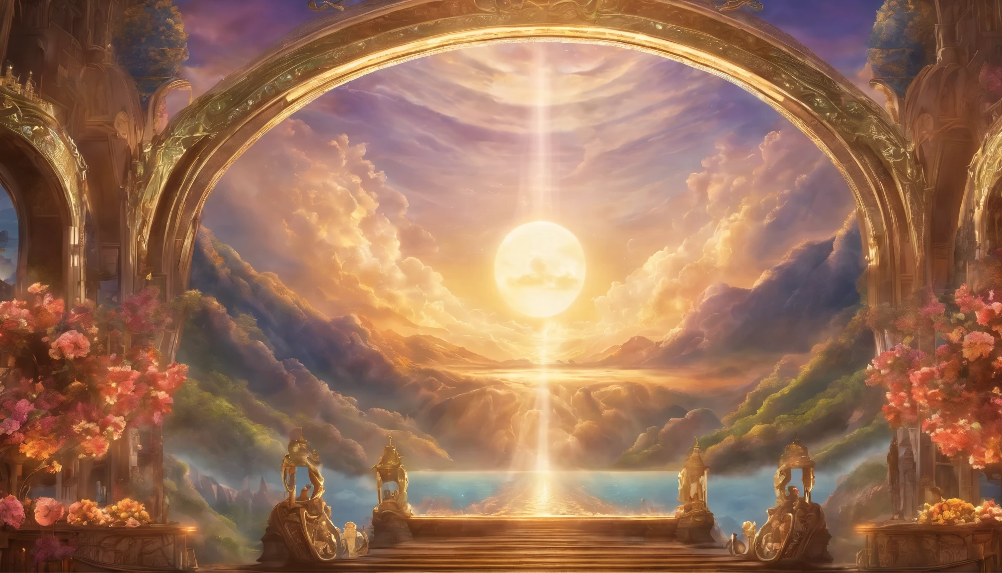The Rapture ,Thousands of people are floating in the air,Standing on the clouds, Thousands of people are dressed in white, Raise your hands and sing hymns to praise God. The scenes are magnificent and surreal. (Best Quality, 4k, 8K, high resolucion, Masterpiece:1.2), Ultra-detailed, (realisitic, Photorealistic, Realistis:1.37), portrait of a, Vivid colors, studio lit, Sharp focus, physics based rendering, extreme detail description, Biblical Topics, grand ambience, radiant light.