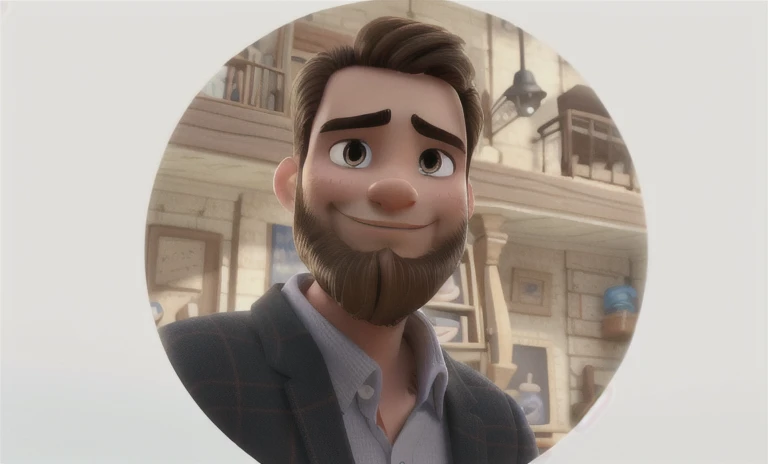 brunette man pixar style little small beard high quality best quality without glasses