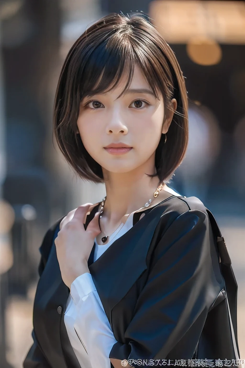 (At the funeral home、18-year-old female:1.5)、(A sad face:1.2)、(The best quality at its best:1.4), (Super detailed), (Very detailed CG unified 16k), Beautiful woman with perfect figure: 1.4, Sharp focus: 1.2, Very detailed, High-quality RAW color photos, Professional photography, Great face and eyes, cosmetics, (Amazingly beautiful girl), ((All-black funeral attire:1.5)), Sexy posture，(View from below), Realistic movie faces, Wide zoomed out view of head to foot length, Full body long view, Realistic, ((Realistic natural orange red hairstyle, Realistic blue eyes)), ( Short Bob Hair:1.5), (necklace:1.5)、, Very beautiful face, Perfect model beauty, Mouth swelling, Highly detailed face and skin texture, Fine grain, double eyelid, Medium chest, smile, (masterpiece), highest quality, High resolution, Very detailed, Blurred Background, Depth of written boundary, Cinema Lighting, Great legs, , Clear, well-maintained skin,