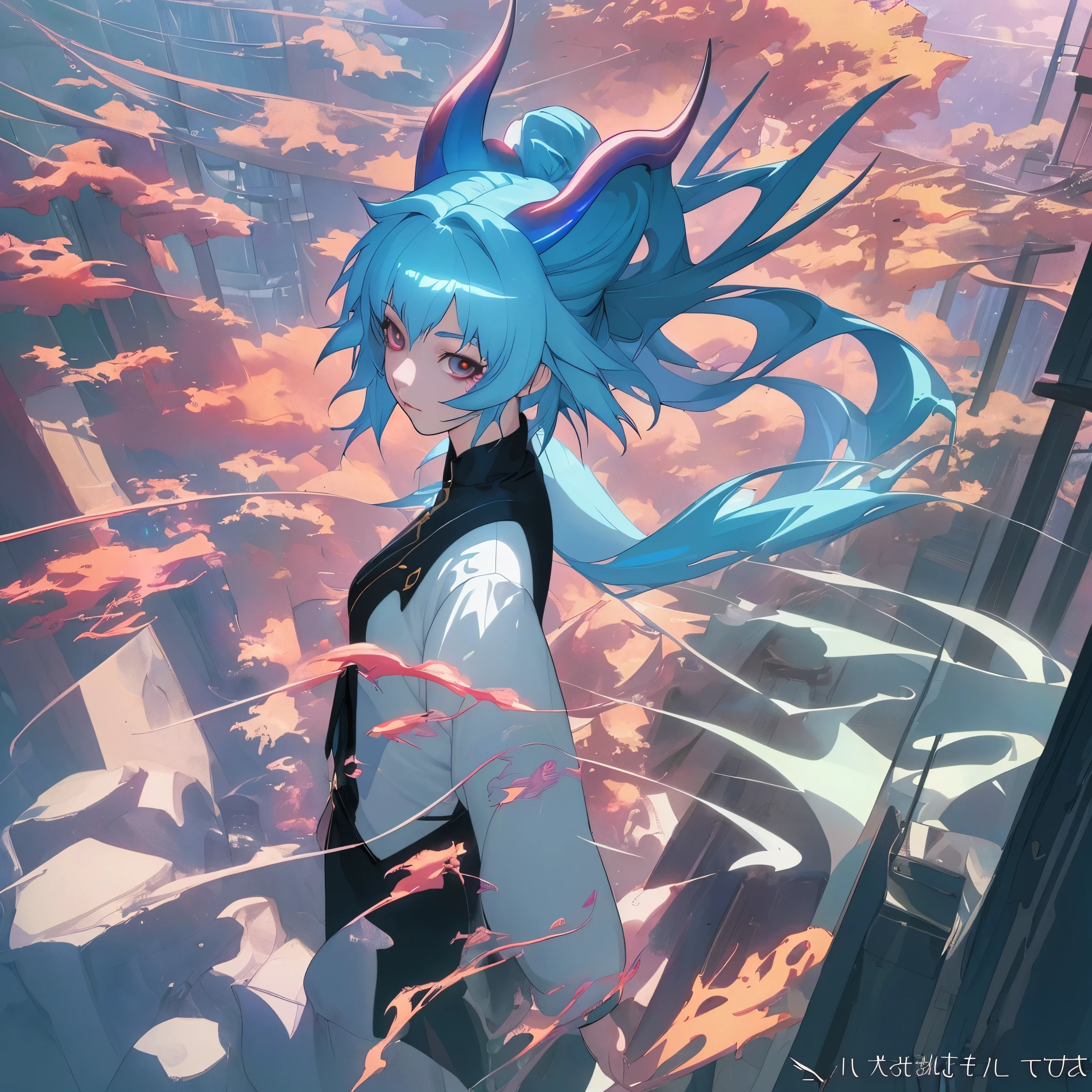 masterpiece、highest quality、Ultra-high resolution、High detail、Anime girl with blue hair and horns on the street, 3D real anime, 2. 5d cgi anime fantasy artwork, Anime Style 3d, Anime Style. 8k, 4k Anime Style, 3D style realistic anime, deviantart artstation cgscosiety, Digital anime art, guweiz style art, detailed Digital anime art, White shirt, Dragon Wing