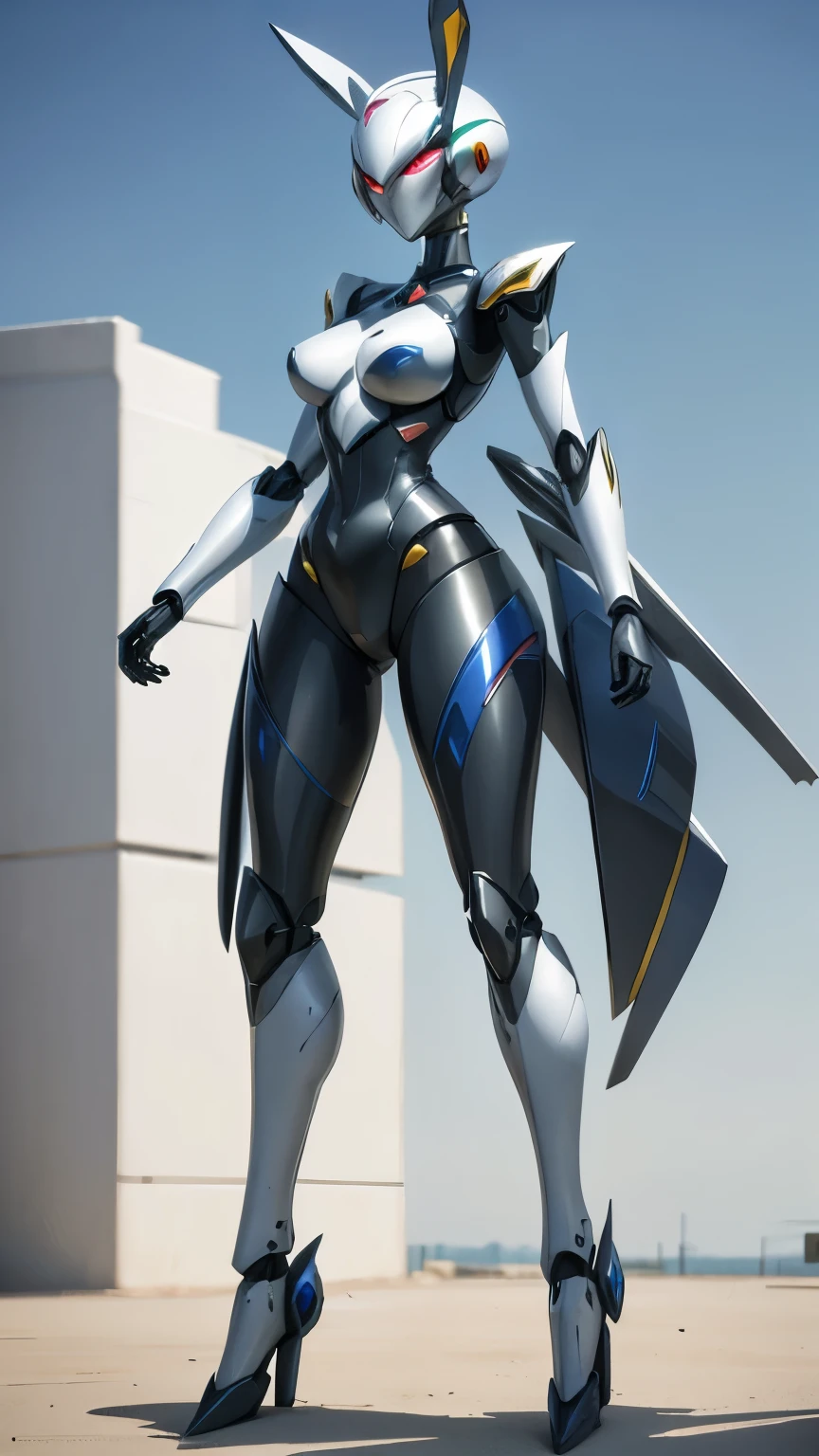 best quality, super fine, 16k, incredibly absurdres, extremely detailed, delicate and dynamic, beautiful streamlined female mecha that cosplays as a rabbit