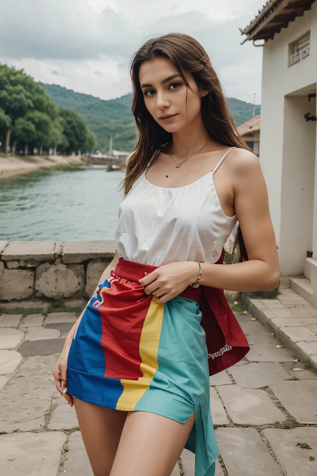 Pixel Charaktere in einem pixel welt dazu ist ein bulgarien flagge zu sehe 