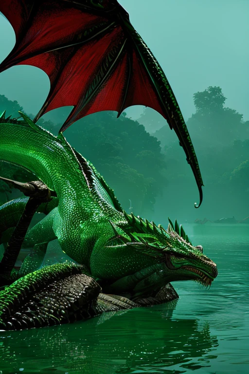 Dragon,scale,green,thorn,Amazon River,jungle,Body length 6 meters,Weight 400 kg,violent,danger,