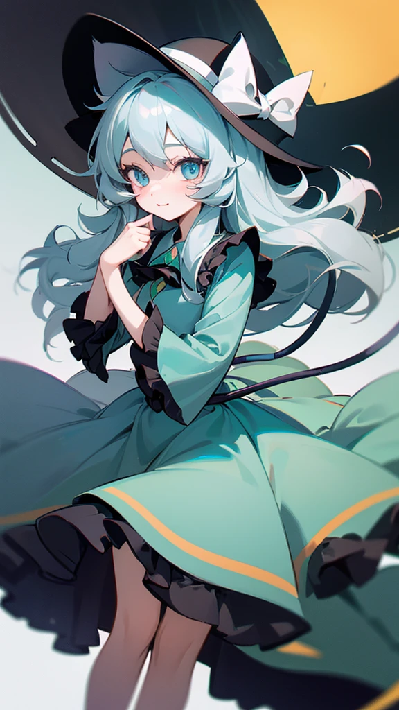 highest quality Neutral face woman I have long hair Odd Eye Gray Hair Koishi Komeiji beautiful girl Cat ear Cute and kind