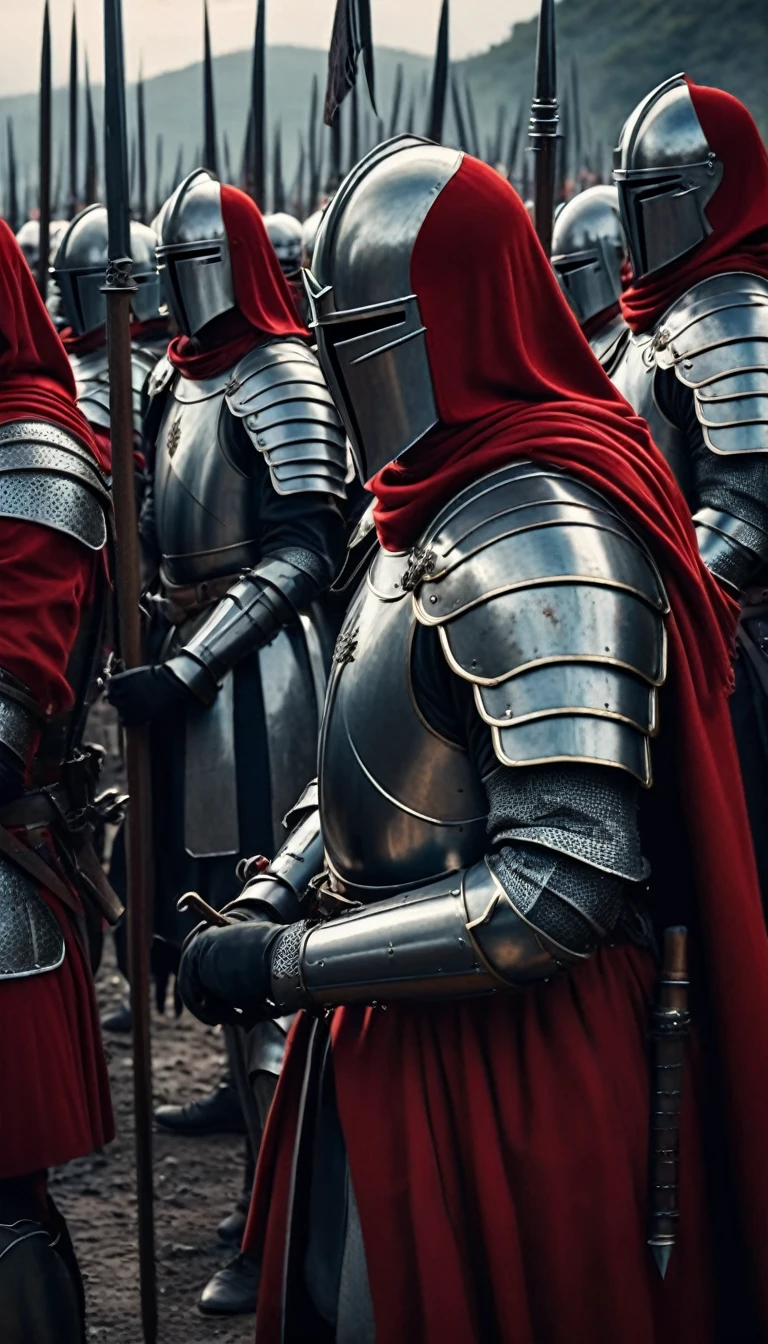 a group of knights donned in full armor and adorned with striking red capes finds themselves in the midst of a dramatic battle. Armed with powerful maschinengewehr weapons, these valiant templars face off against a horde of possessed politicians, locked in a fierce struggle for supremacy and control,
digital UHD (k) image, cinematic film still dramatic side lighting, dramatic intense stare closeup portrait, hdr, shallow depth of field, vignette, highly detailed, high budget Hollywood film, cinemascope, moody, epic, gorgeous
, Highly detailed and clean, Photorealistic and cinematic masterpiece, professional photography, realistic, realism, 200k , Raytracing and light effect , digital, perfect composition, beautiful detailed intricate insanely detailed octane render trending on artstation, 8 k artistic photography, photorealistic concept art, soft natural volumetric cinematic perfect light, award - winning photograph, masterpiece, raphael, caravaggio, greg rutkowski, beeple, beksinski, giger