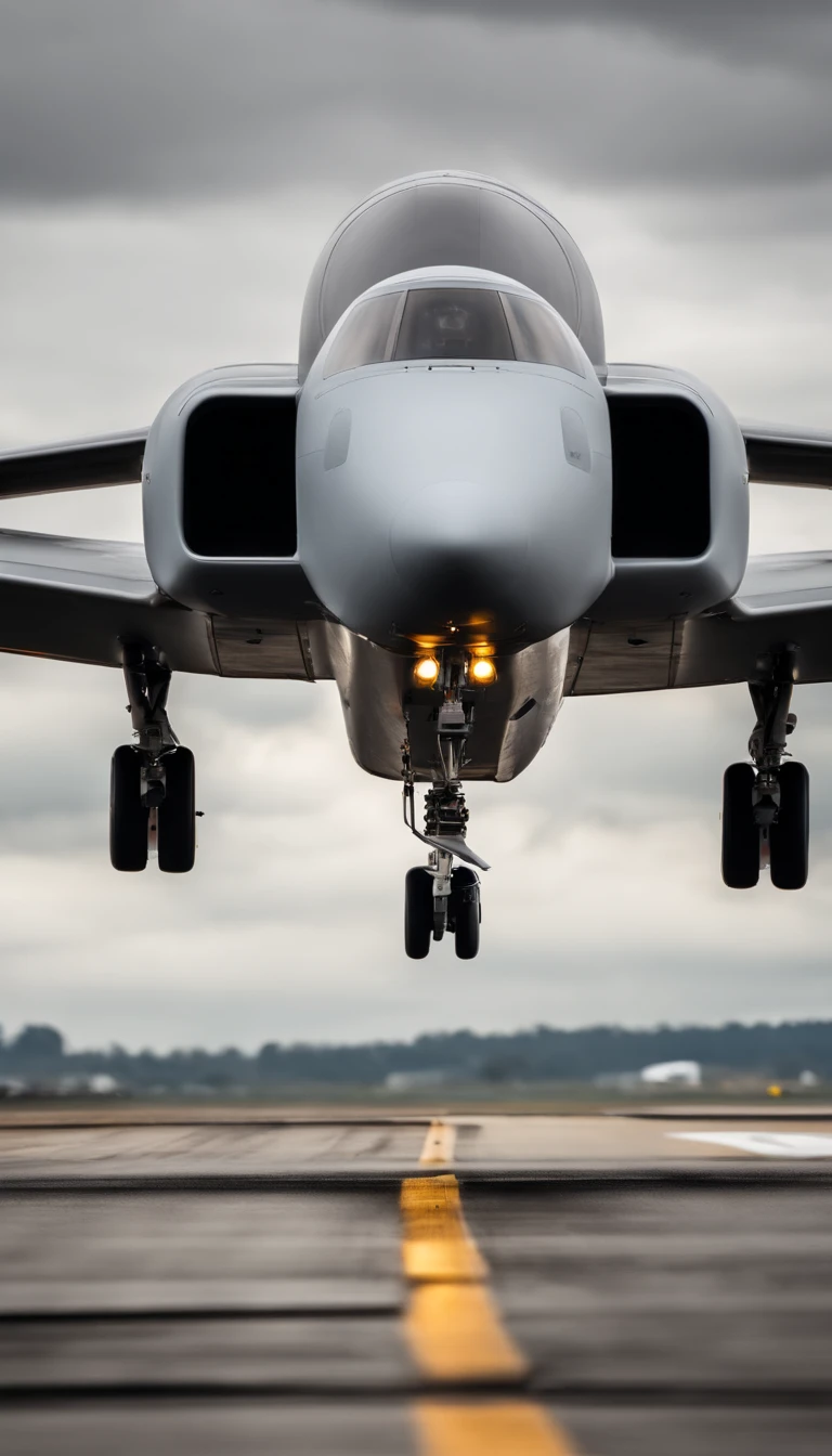 Passenger aircraft, um drone militar, Grey sky with clouds