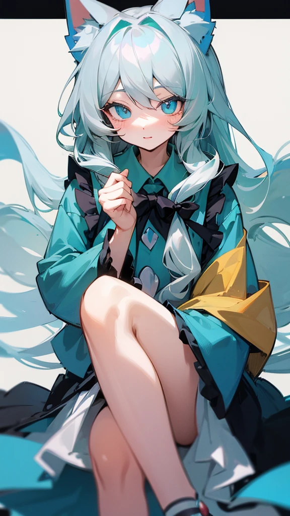 highest quality Neutral face woman I have long hair Odd Eye Gray Hair Koishi Komeiji beautiful girl Cat ear Cute and kind