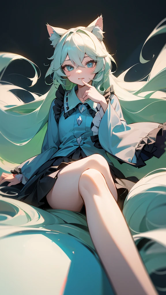 highest quality　Neutral face　woman　I have long hair　Odd Eye　Gray Hair　Komeiji Sisters　beautiful girl　Cat ear　Cute and kind