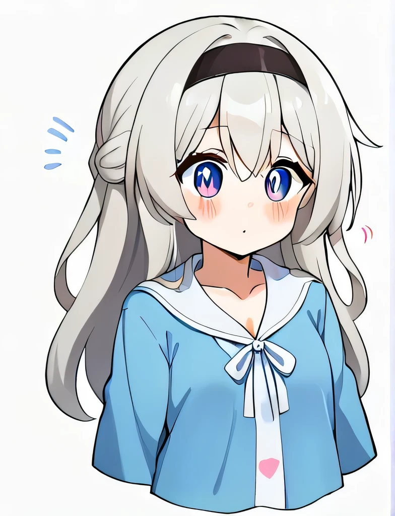 Cute,grey hair,blushing,white background,pajama