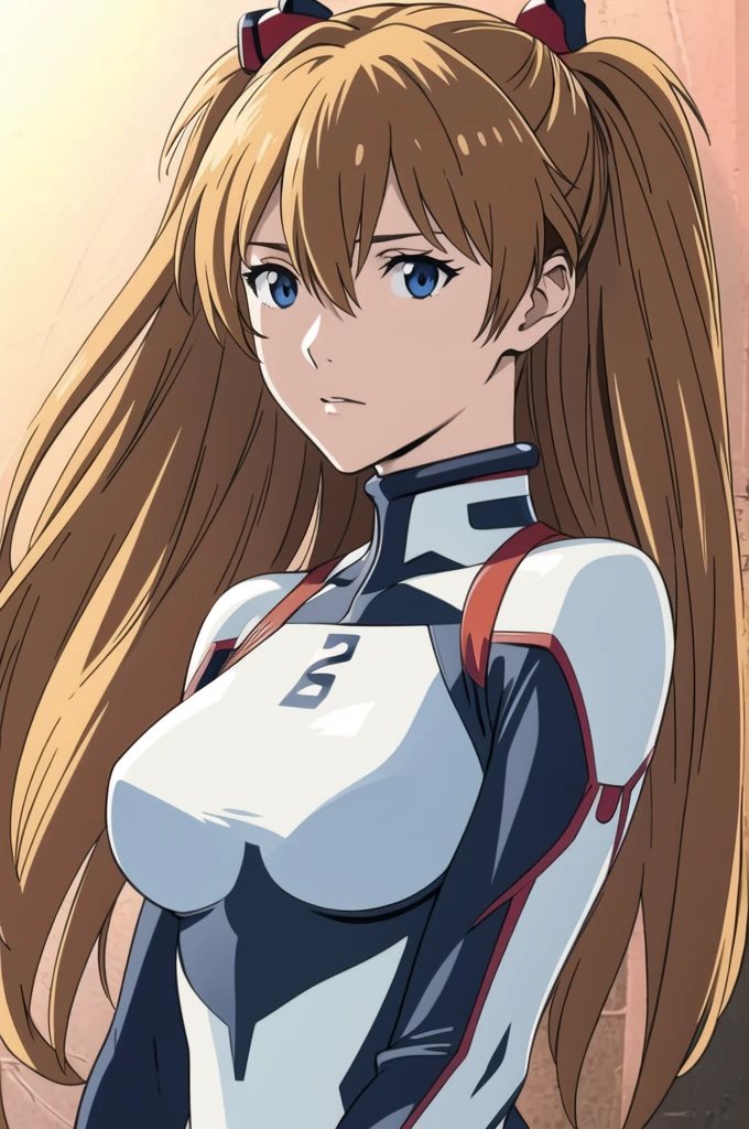 official art, unity 8k wallpaper, super detailed, beautiful and aesthetic, masterpiece, top quality, realistic, close, skin indentation, soryu asuka langley, interface headset, body suit under clothes, detailed eyes, detailed face, detailed hair, sea background, straight, viewer, glossy