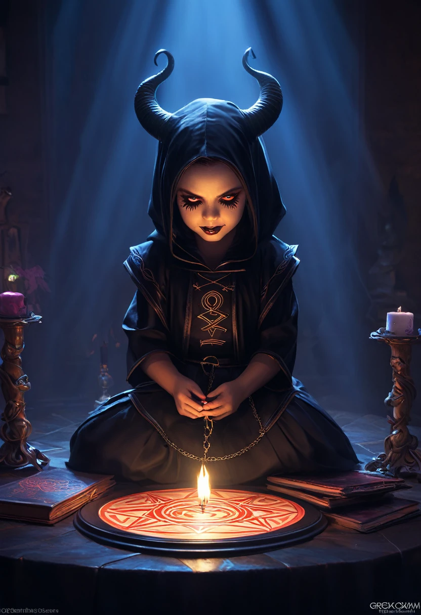 cute, cute, Adorable, (occult:1.3), magic, Demon Summoning, Demonic Possession, Satanism, Voodoo, Great lighting, Soft Shade, Atmospheric lighting, Greg Rutkowski、Stanley Artgerm、Lau Wropp、Lost Draw、Art Station、Painting by CG Society