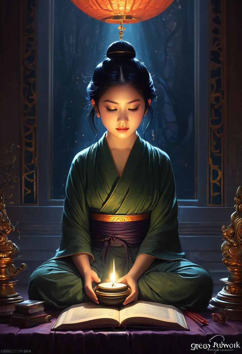cute, cute, Adorable, (occult:1.3), Buddhism, Great lighting, Soft Shade, Atmospheric lighting, Greg Rutkowski、Stanley Artgerm、Lau Wropp、Lost Draw、Art Station、Painting by CG Society