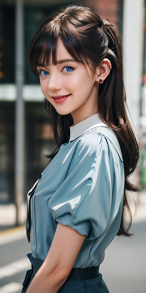 (masterpiece, best quality:1.5),full body the side and front of an goth punk european girl with brown hair,nice smile, sharp facial features, tunnels in the ears, earplugs, short hairstyle with a hairpin, a hairpin on the bangs,bright blue eyes color,bright shining white skin, sharp chin, face." 20years old on the street,(photorealistic), best quality, realistic, real picture, intricate details, depth of field, highly-detailed, perfect face, lips, Fujifilm XT3, RAW photo, 8k, crisp, sharp, sunny day