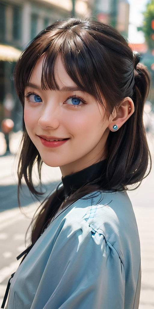(masterpiece, best quality:1.5),full body the side and front of an goth punk european girl with brown hair,nice smile, sharp facial features, tunnels in the ears, earplugs, short hairstyle with a hairpin, a hairpin on the bangs,bright blue eyes color,bright shining white skin, sharp chin, face." 20years old on the street,(photorealistic), best quality, realistic, real picture, intricate details, depth of field, highly-detailed, perfect face, lips, Fujifilm XT3, RAW photo, 8k, crisp, sharp, sunny day