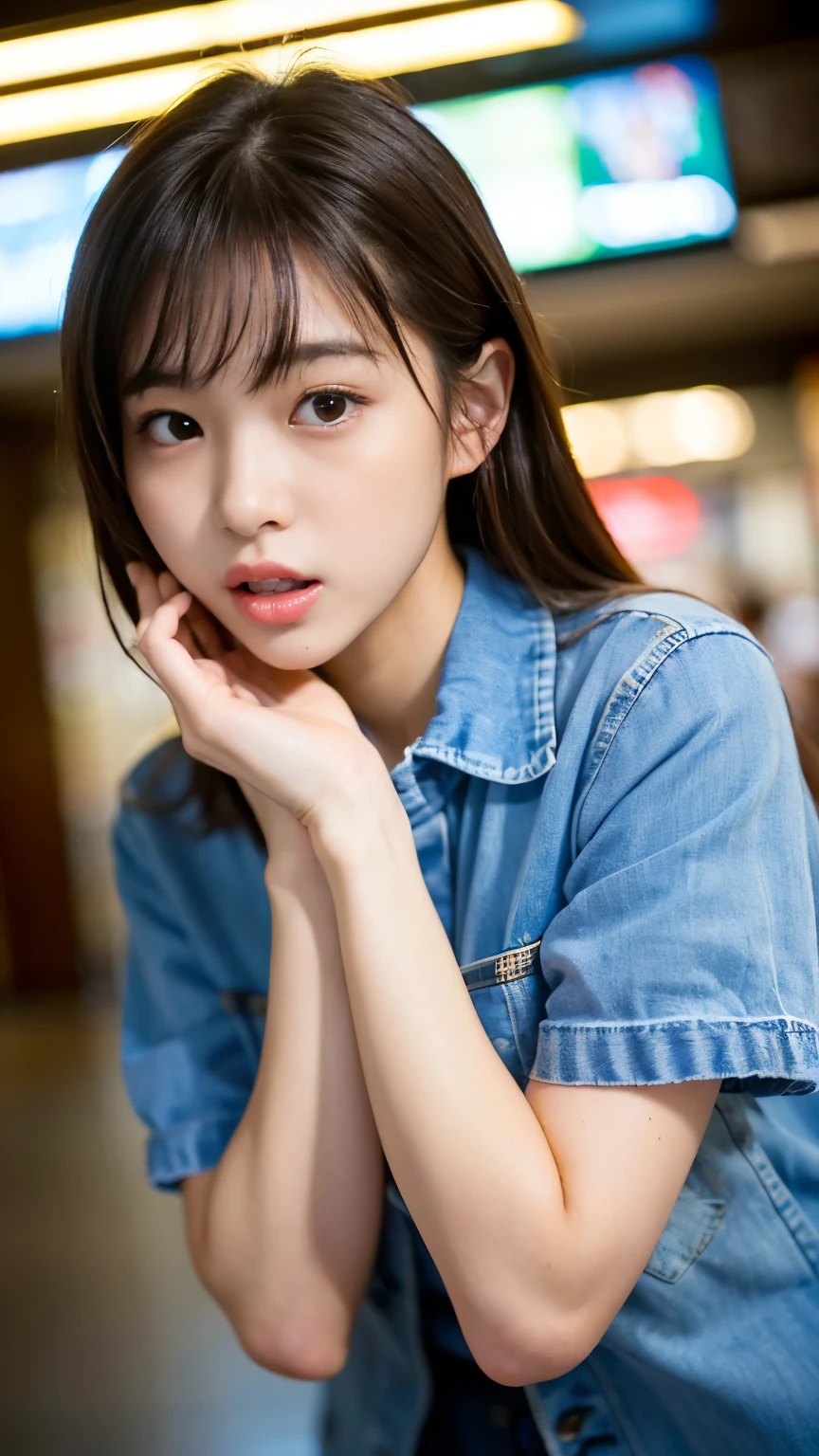 (Best-quality, Masterpiece, Ultra-High-Resolution, (Photorealistic:1.4), Raw Photo, depth of field, professional lighting, perfect anatomy, extremely details, perfect face, perfect body, perfect hands, perfect fingers), 1girl, 18-years-old, the most famous Japanese idol, at station, wearing cute clothes, (((detailed orgasm-face))), looking at viewer