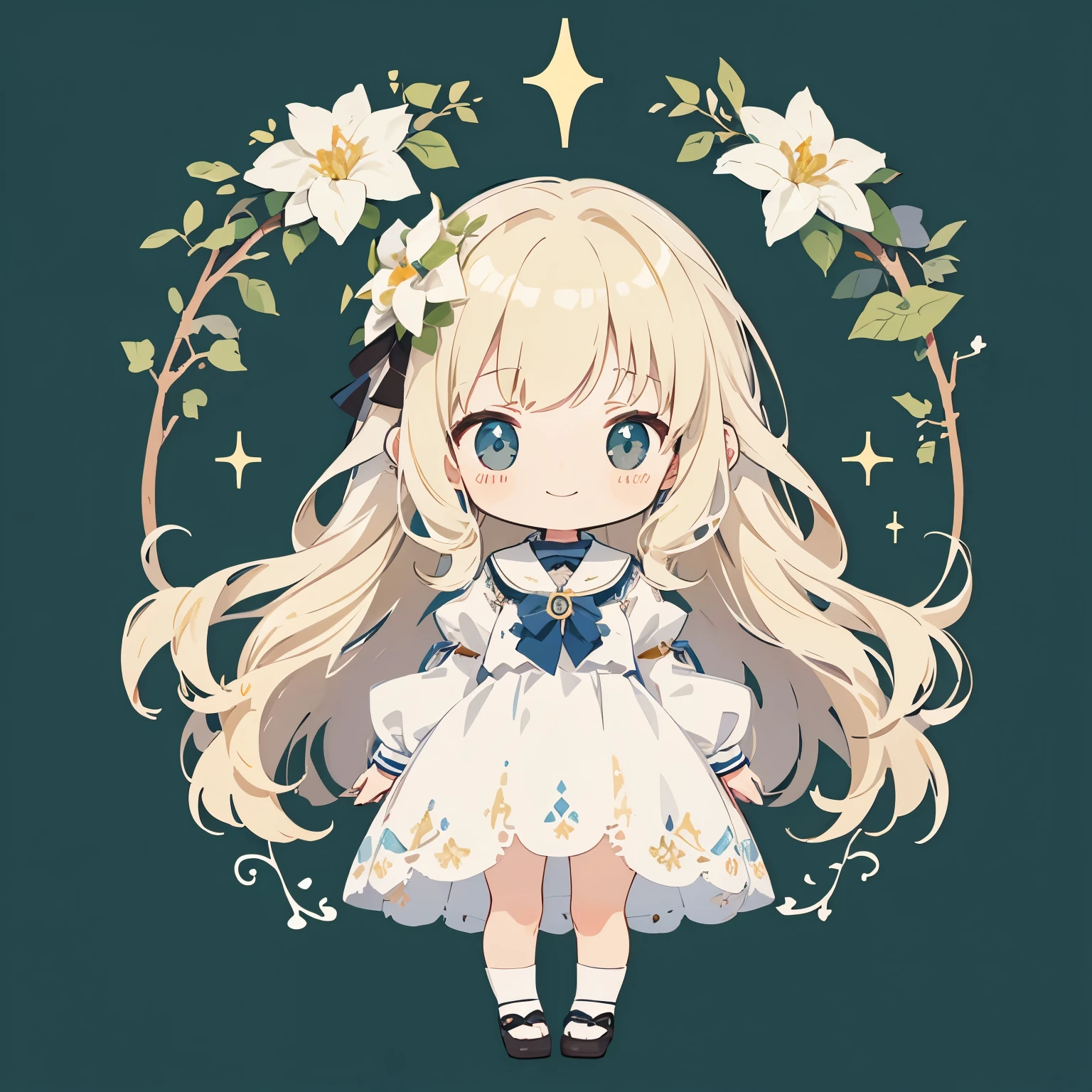 transparent watercolor、girl、jewel eyes、beautiful arrangements and motifs、Depth of written boundary、flat avatar, 1girl, smile, Very light yellow hair((wavy hair)), Cute white flower in hair、hair with white tips, Fashionable design clothes((Brown and white)),background white, Cute girl、Small flower hair ornament、transparent dress、fluffy dress、White frill shirt、Oversized sleeves、Sleeves longer than hands、Yellow transparent、beautiful girl、smile gently、transparent cloth、exposed、Sickly girl、cheerful girl、elegant、widening skirt、Puffy skirt、Full body illustration、jump、Fresh、be familiar with、fantasy、high quality、jewel eyes、Sparkling、pop art、line drawing、SD character、Elementary school student life size、floating in the air、background white