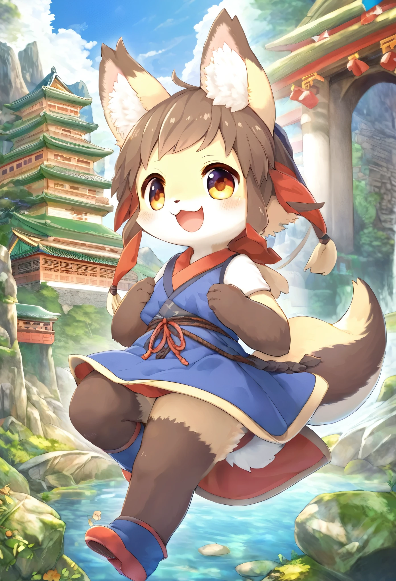 super high resolution, detailed background, World Heritage Site, Happy, joyful, absurdres(Photos of solo travelers)(kemono, furry anthro),