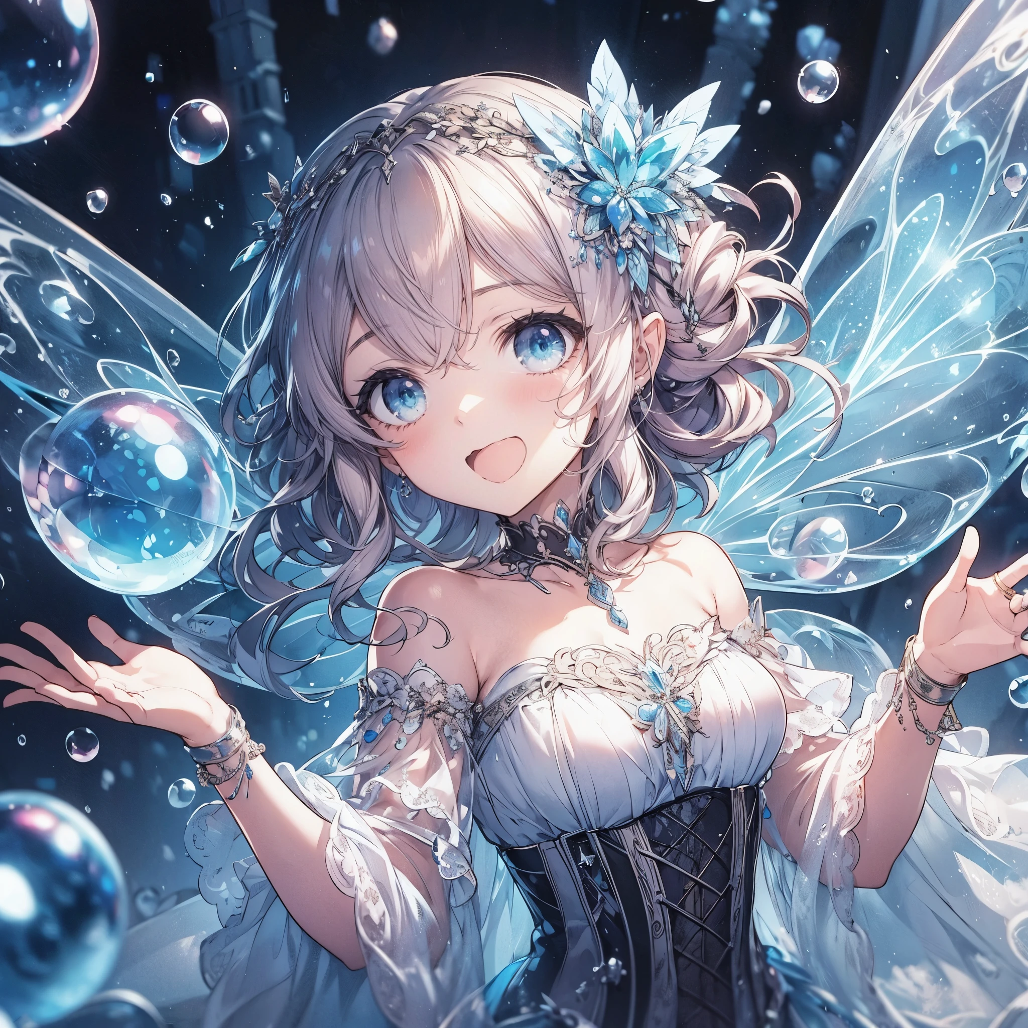 (Exquisite, beautiful, Very detailed, masterpiece, High resolution,high quality,High resolution),(Well-formed face,Soft and thin lines: 1.2, beautiful, Delicate and vivid illustrations with a mature and clear feel) ,He floats in the air, controlling the flames and fire from the rings on his hands.,A delicate and beautiful adult fairy princess with transparent, black wings growing from her back.,Dark Night,inflammation,sparks,From a little distance,She's wearing a tiara, earrings, necklace and bracelets.,), ((Red, white and black ball gown dress with inflammation motif:1.1, Balloon sleeves, Jewels, ribbons, lace and frills, Fairy wings from the back:1.5)), (Long fingers,Pale pink blush, Plump pink lips,Beautiful and clear eyes,Large Bust, Fair skin, Black knee-highs,Good style),pastel colour, Fantasy,Whole body,flare up