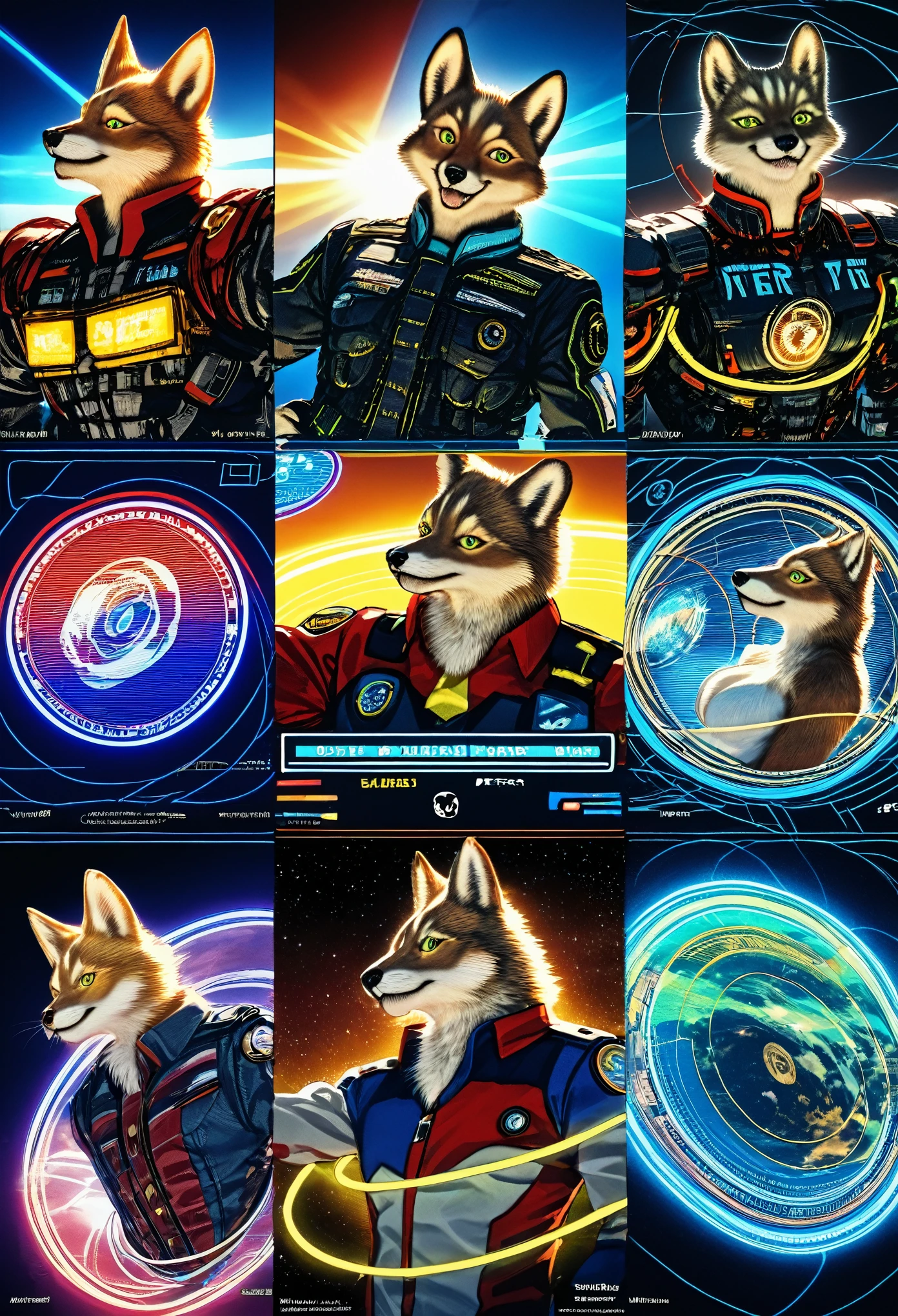top quality, best quality, High-quality illustrations, masterpiece, super high resolution, detailed background, glow line hologram, cyber space, Time patrol, absurdres(highly detailed beautiful face and eyes)perfect anatomy, expression, caustics, dynamic lighting, cinematic shadow(kemono, furry anthro)assorted poses, dynamic angle,