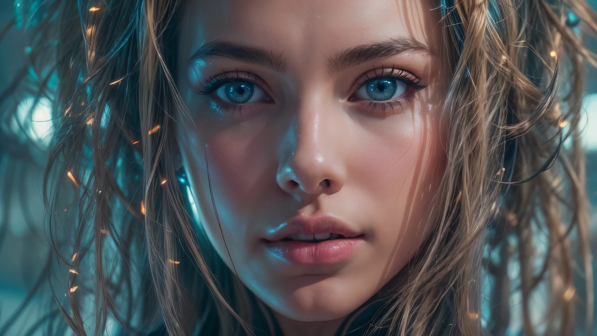A beautiful futuristic cybernetic girl with hair with strands of neural networks, Futurism, UHD, super detail, best quality, 8k