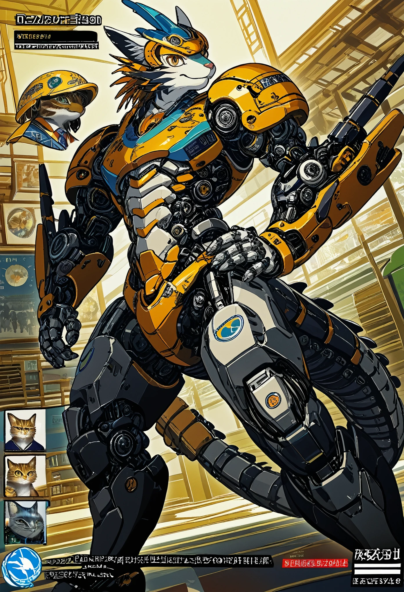 anime character with a cat like body and a helmet, trending on artstation pixiv, ( ( character concept art ) ), anthro gecko, male robotic anthro dragon, anthro cat, high quality digital concept art, professional concept art, detailed fanart, pixiv contest winner, an anthro cat, anthro art, official character art, mecha asthetic