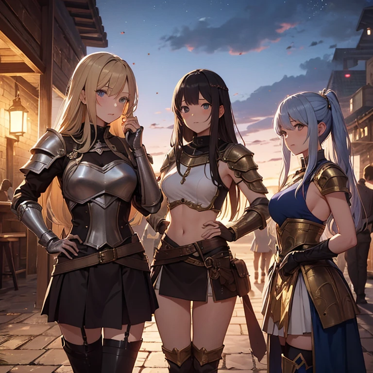 エレガントなMature Woman, beautiful, Two people, Two ,Long Hair,Mature Woman,compensate,eyelash,blush, lipstick, masterpiece, Highest quality, Very detailed, Blonde,Black Hair,Fantasy , a Anime in armored dress holding a sword
posing for a picture, evil smile, smile, Open your mouth, breastplate with open Cleavage, Cleavage, warrior outfit, Naughty anime style, Anime, Naughty style, (Browsing Caution) Not safe at work, Naughty, Digital anime art!!, Anime Style, Official artwork, Visual Novel CG, beautiful anime girl, Anime Style 4k , Loincloth, Exposed abdomen, Exposed navel, Exposed abdomen, Exposed underbelly, Pencil Skirt Armor, city,inside city
