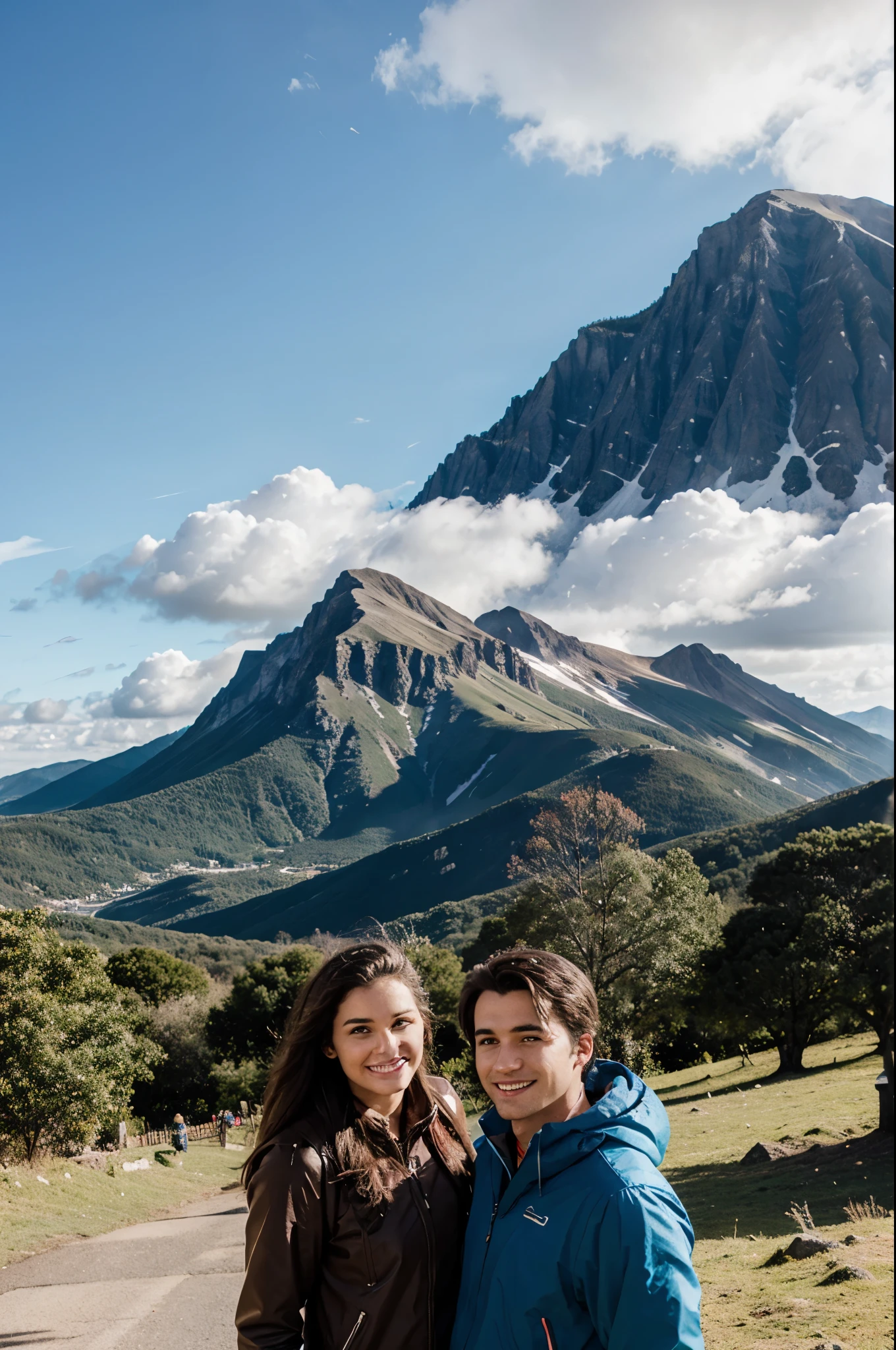 a mountain and a tourist