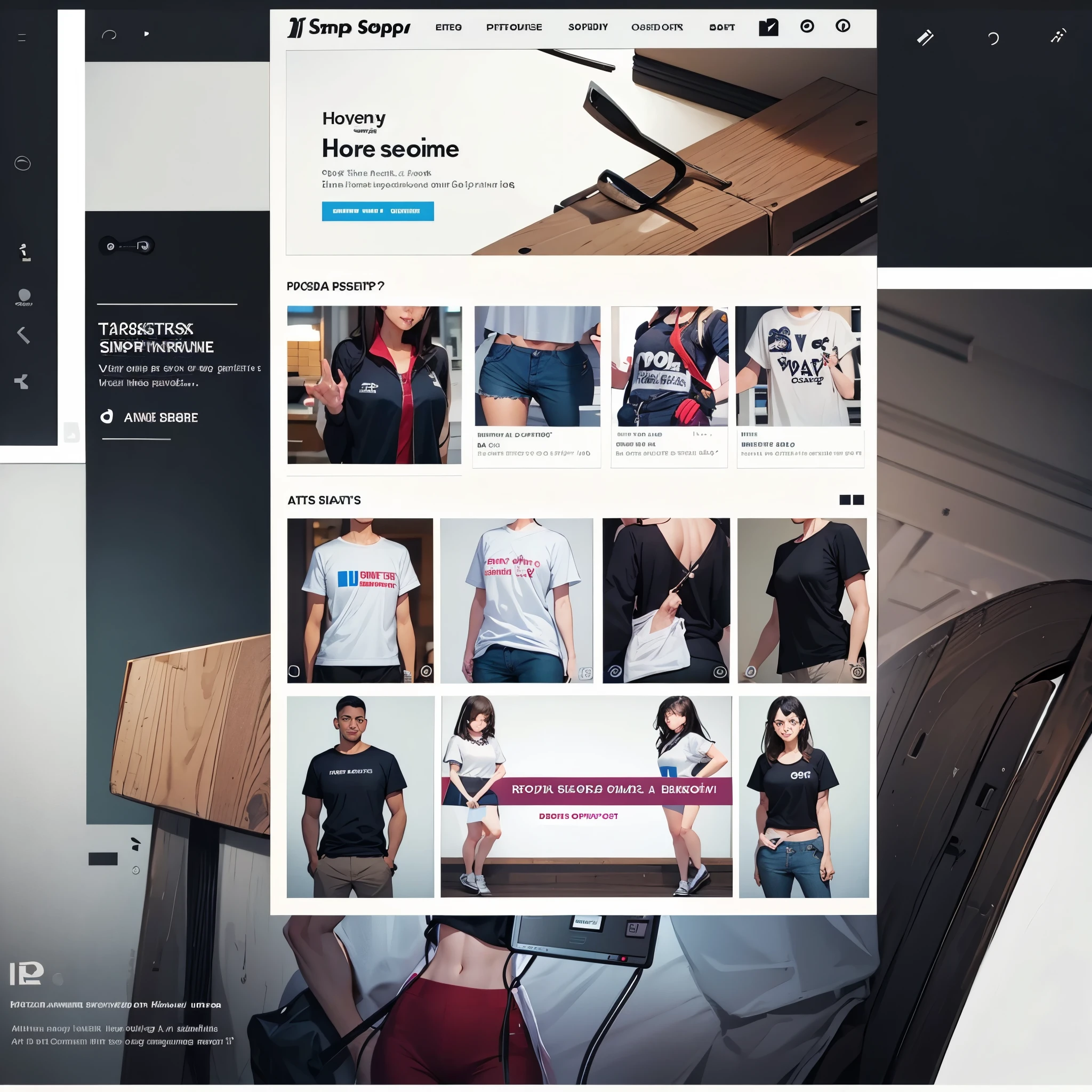 Home page for t shirt Shopify website.