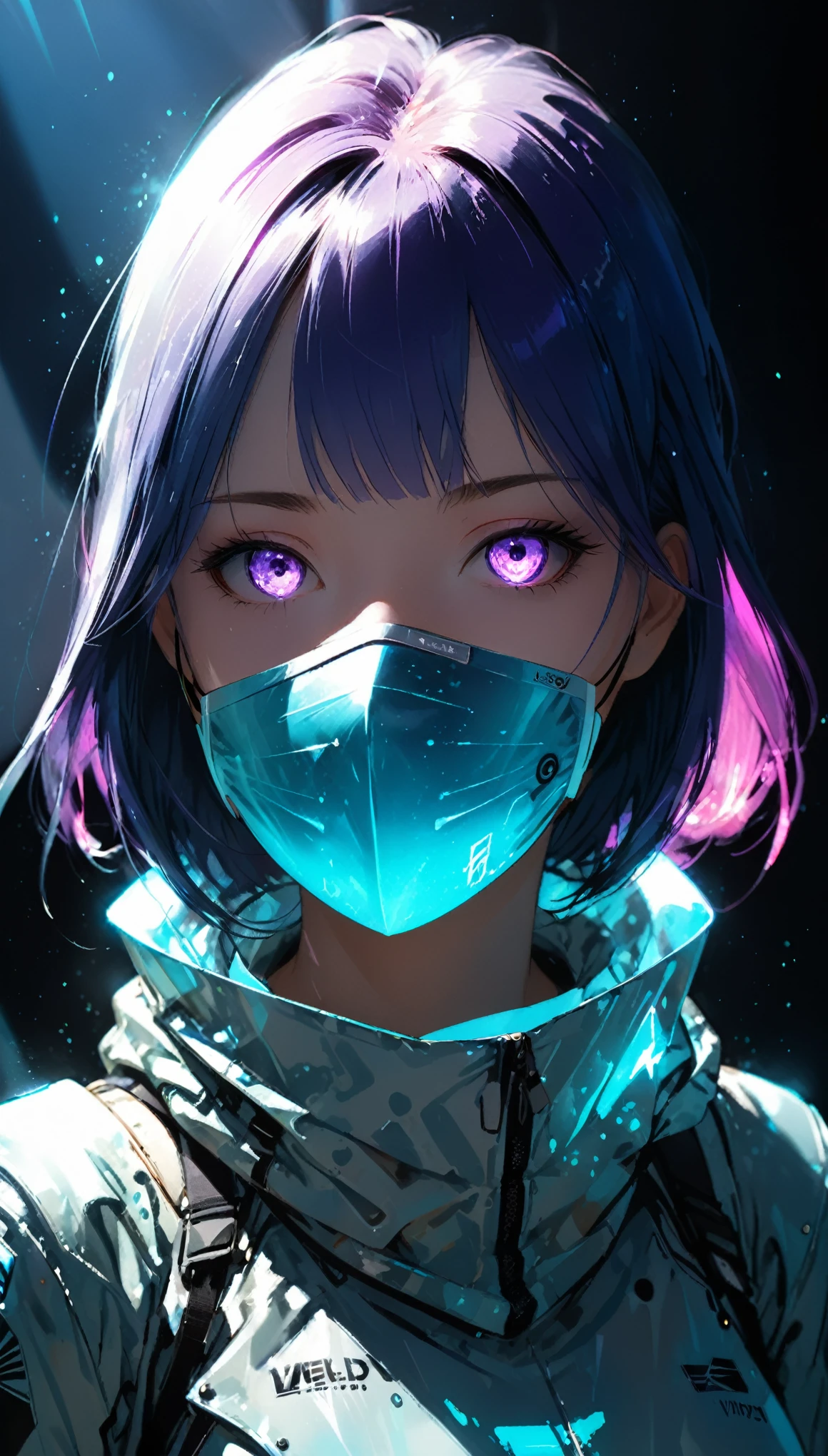 (in style of Ashley Wood:1.3),
(Chemiluminescence:1.2),1girl,(minimalism:1.2),(in a symbolic and meaningful style:1.1),(highly reflective surface equipment:1.2),(mediumvioletred smooth soft Aerogel mouth mask:1.1),(detail ray tracing:1.1),mouth mask,