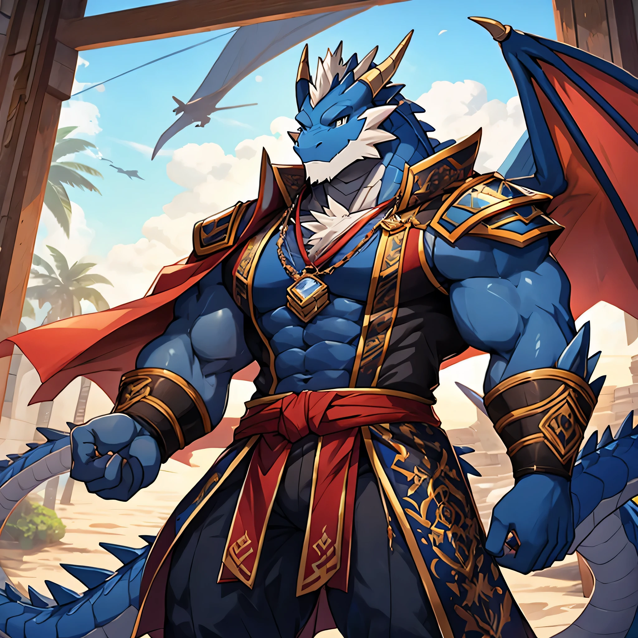 Muscular Macho vestments Navy Blue Dragon Man