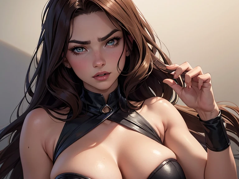 a close up of a woman with a very nervoso expression on her face, nervoso look, fierce expression 4k, raiva. hiper detalhado, nervoso expression, nervoso looking, an nervoso expression, very nervoso expression, scary nervoso pose, nervoso face, nervoso 8 k, highly detailed nervoso anime face, very nervoso, nervoso, evil expression, artgerm detalhadoum close de uma mulher com uma blusa preta e um colar, maquiagem suave, portrait of Barbara Palvin, rosto extremamente lindo, rosto perfeito ), rosto bonito e atraente, ana de armas portrait, Retrato de Sophie Mudd, linda garota modelo, rosto lindo, Barbara Palvin, rosto sexy com maquiagem completa, rosto lindo feminino, rosto muito lindo, maquiagem sutil