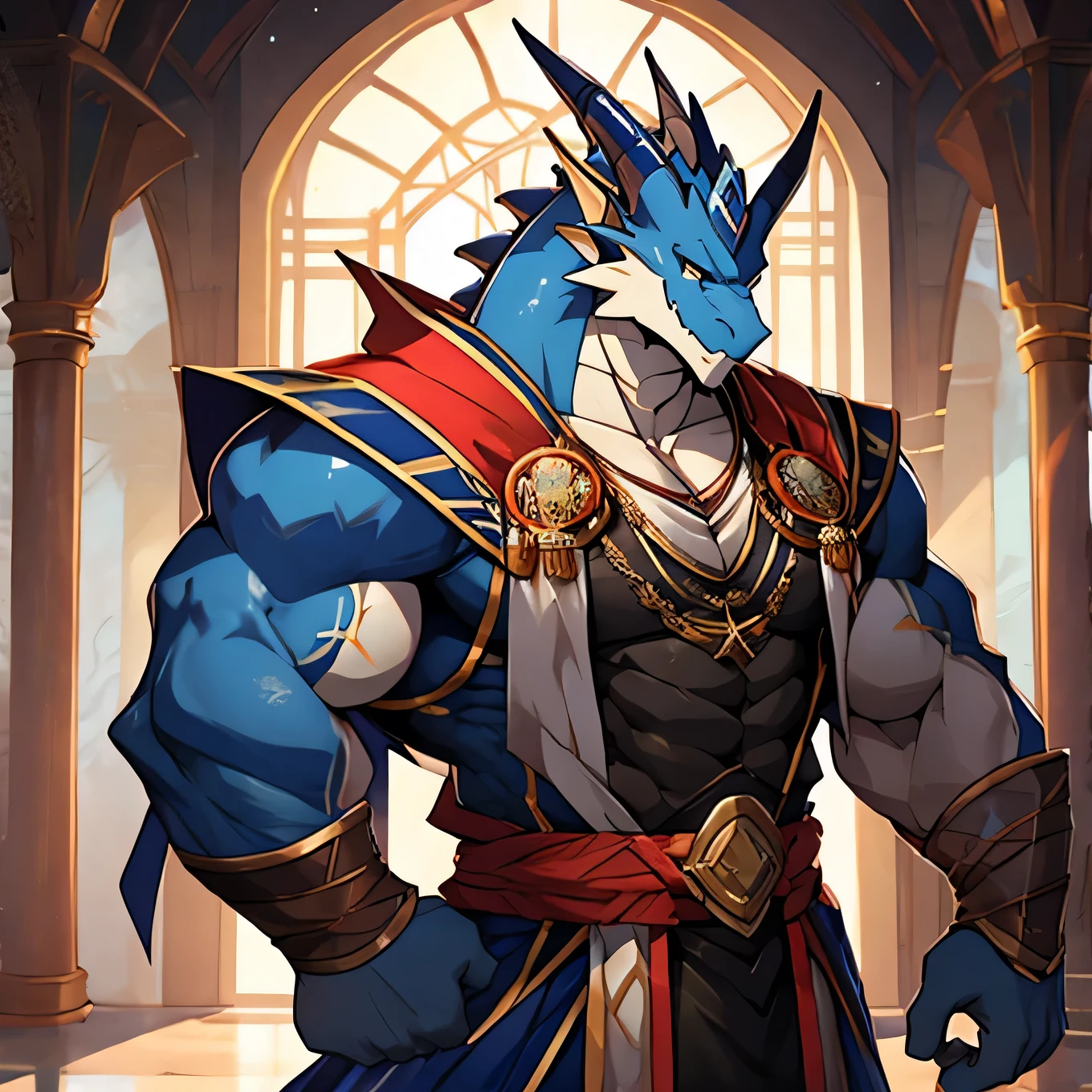 　Muscular　Macho　vestments　　Navy Blue Dragon Man　Handsome