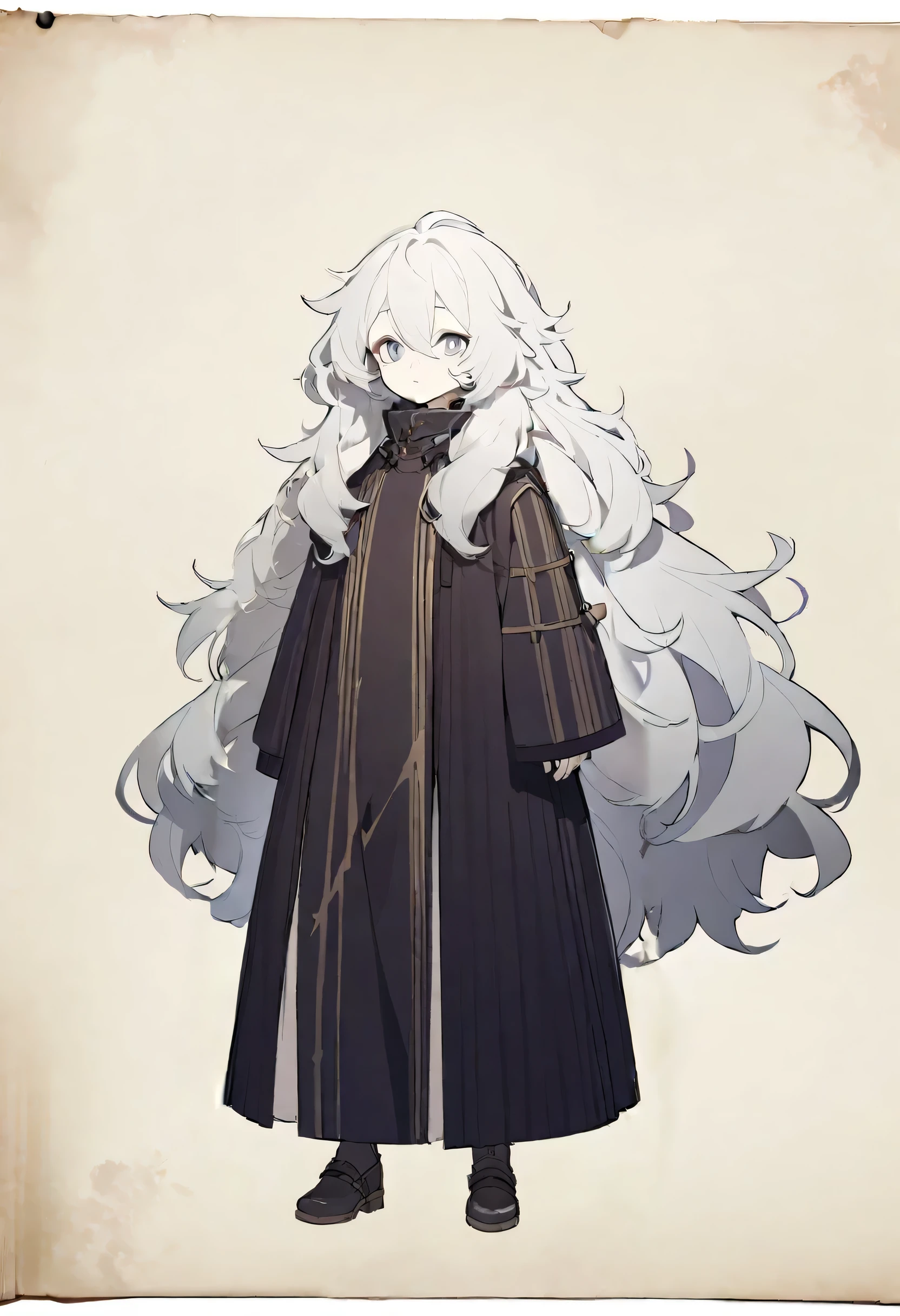 One Girl,whole body,Are standing,low length,Very little,Dynamic,Concept Art,Gray Hair,albino,Hair is hiding the body,Shaggy Hair,super long hair,albino,Fluffy hair, Thick hair,Because it&#39;s small,Nightwear,Dynamic，The whole body is surrounded by hair,Arknights Wind,Like a mop,Curly hair,Long bangs that reach between the eyes,Long hair that reaches the floor,Red eyes,Drooping eyes,Holding a book,Long Skirt,cardigan,Long side hair,hoodie,skirt,