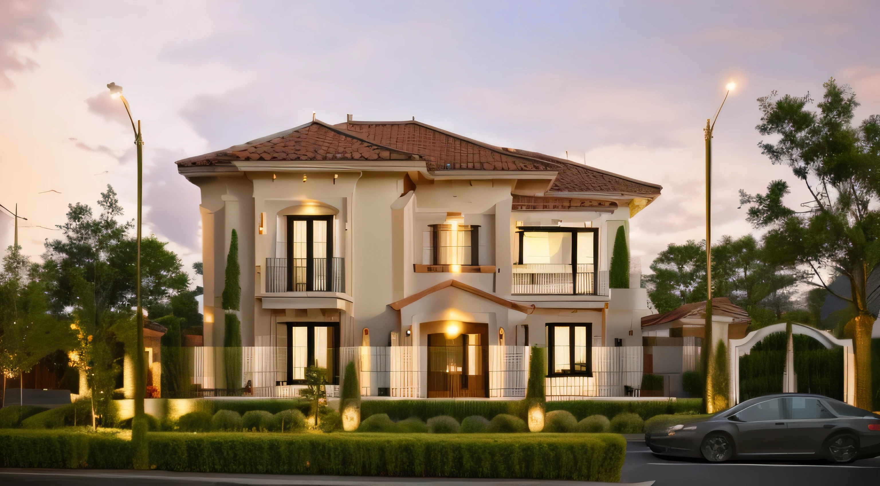 Mediterranean villa in the city, realistic, luxury