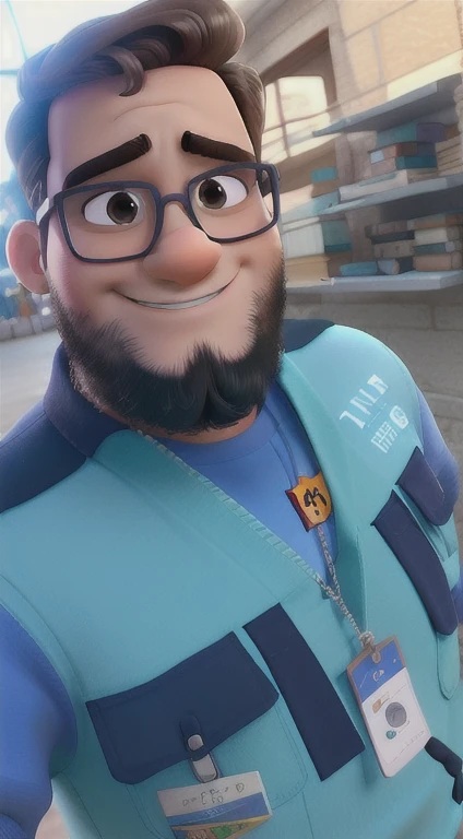 Um homem branco, with glasses , estilo Disney Pixar, alta qualidade, melhor qualidade