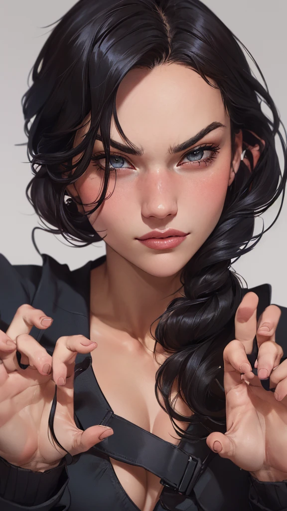 a close up of a woman with a very nervoso expression on her face, nervoso look, fierce expression 4k, raiva. hiper detalhado, nervoso expression, nervoso looking, an nervoso expression, very nervoso expression, scary nervoso pose, nervoso face, nervoso 8 k, highly detailed nervoso anime face, very nervoso, nervoso, evil expression, artgerm detalhadoum close de uma mulher com uma blusa preta e um colar, maquiagem suave, portrait of Barbara Palvin, rosto extremamente lindo, rosto perfeito ), rosto bonito e atraente, ana de armas portrait, Retrato de Sophie Mudd, linda garota modelo, rosto lindo, Barbara Palvin, rosto sexy com maquiagem completa, rosto lindo feminino, rosto muito lindo, maquiagem sutil