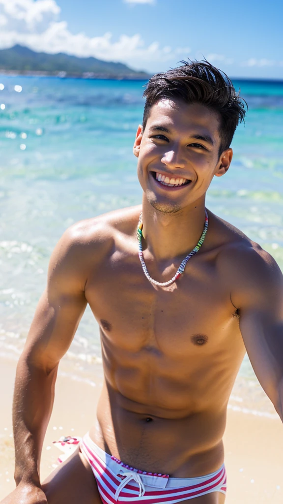 male　Age 28 swimwear hawaii lifesaver smile