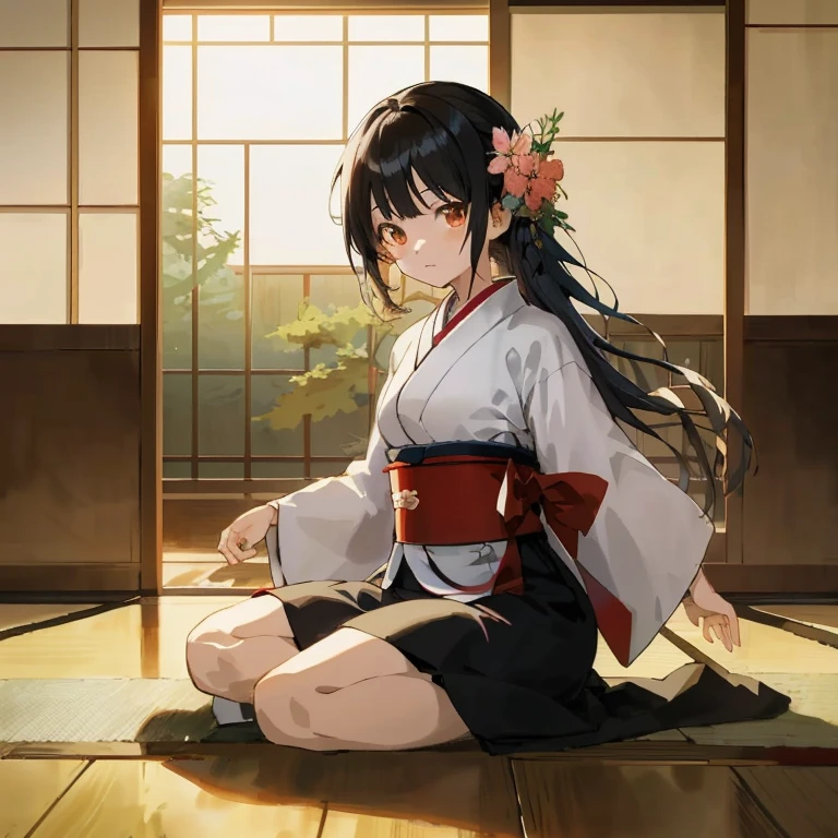 anime girl sitting on the floor in a kimono outfit, beautiful anime girl squatting, the anime girl is crouching, Anime visuals of cute girls, in a kimono, young anime girl, in a kimono, Smooth Anime CG Art, anime moe art style, Beautiful anime girl, artwork in the style of guweiz, painted in anime painter studio, Rin