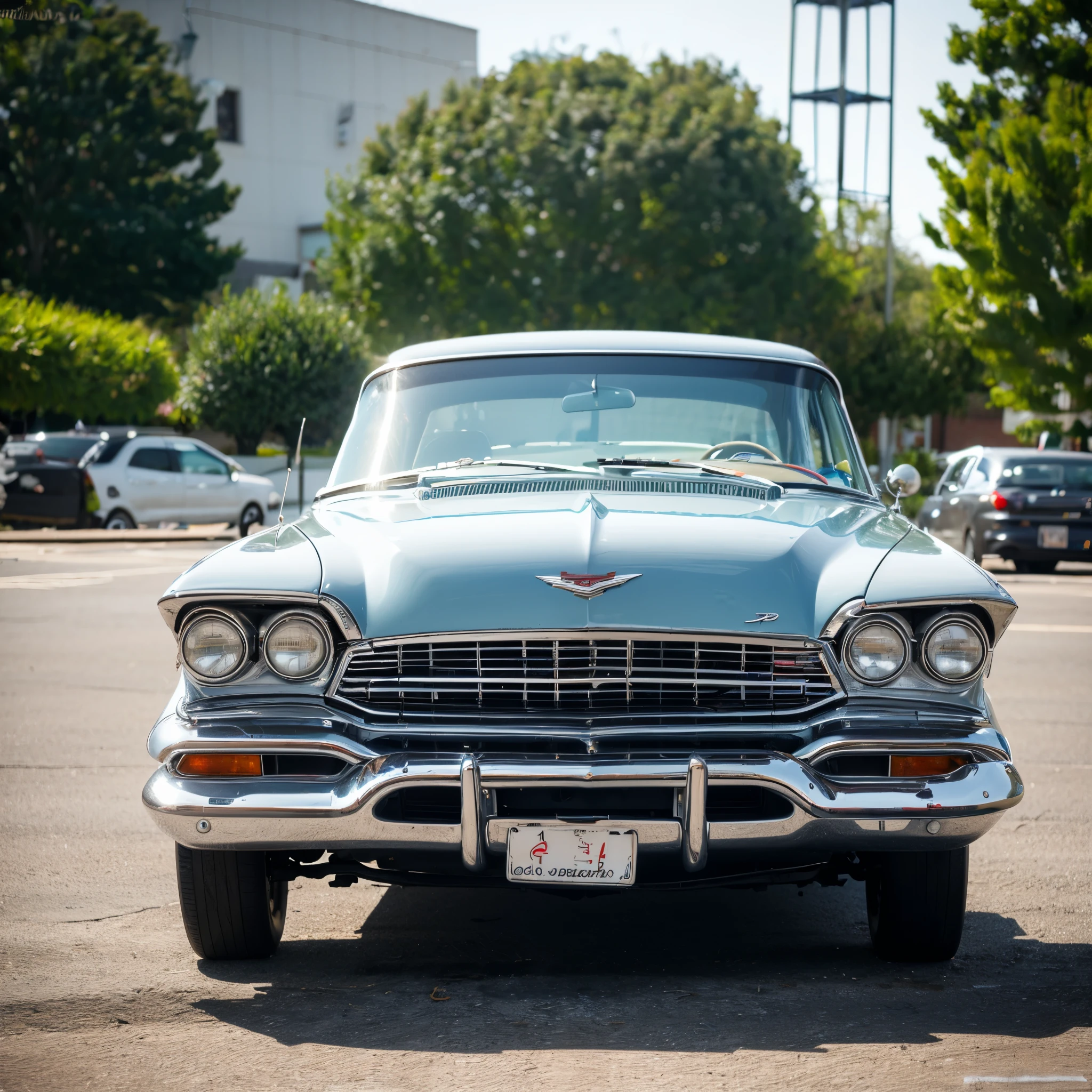 1959 Chevy Impala 348 Three Deuces COLOR BLACK METALLIC REFLECTIVE, reflete tudo ao seu redor, The wheels are thick, tem RODA ESTRELA LARGA DOURADA, The front wheel is on fire, There's a pretty girl with perfect face, Linda, Linda, com vestido e salto alto, She's sitting on the front hood, foto de corpo inteiro, Diagonal angle, dentro de uma garagem simples com paredes brancas, obra prima, Ultra realista, foto inteira, enquadrado perfeito na foto, imagem de cinema, artistic work
